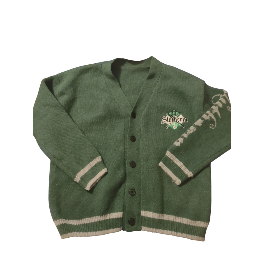 Harry Potter Wizarding World Slytherin Cardigan Green Varsity Sweater Women XL
